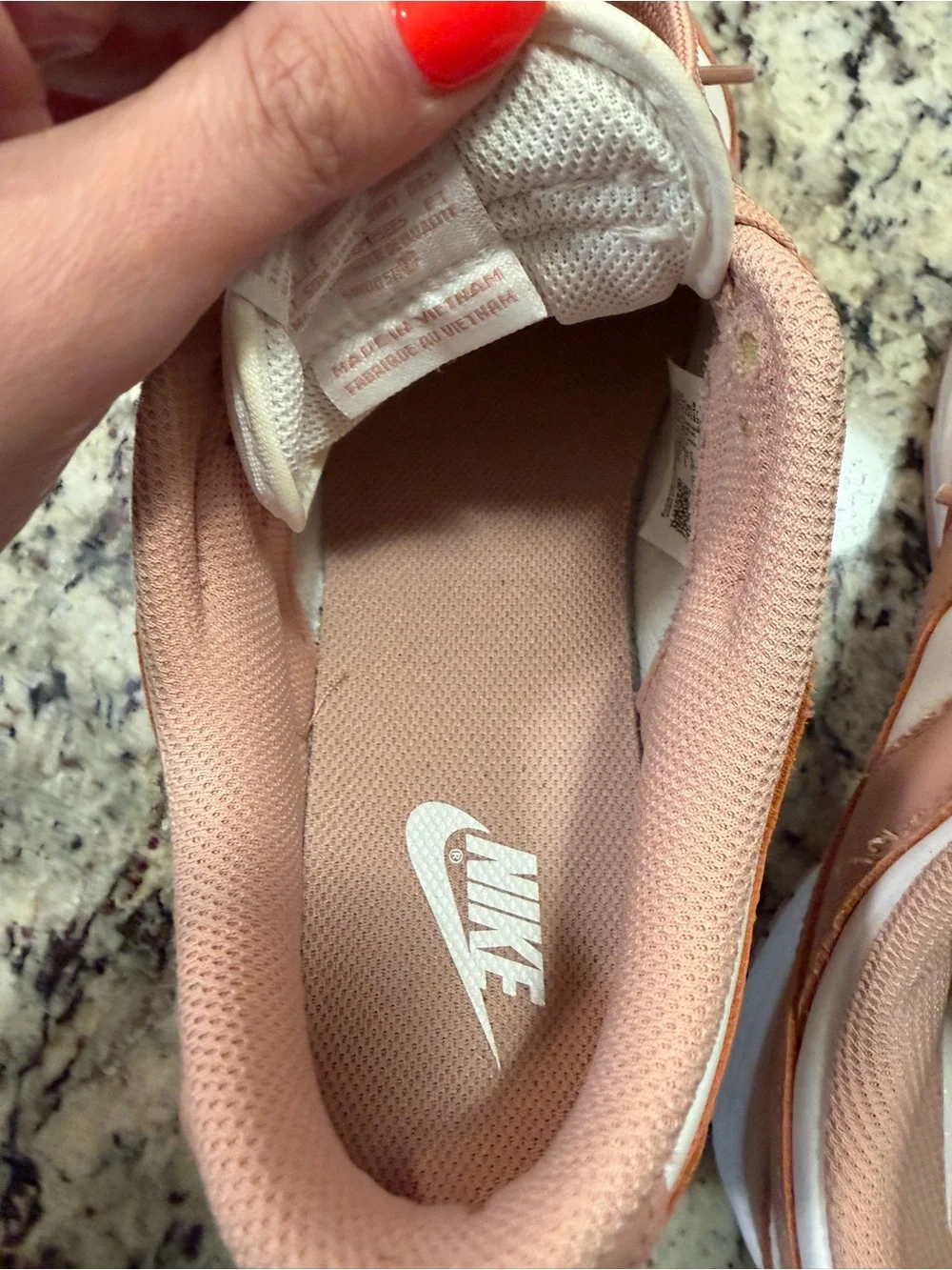 Nike Women's Low-Top Sneakers in Blush Pink and White